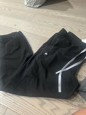 Figs Men's Black Jogger Pants with Light Gray Drawstrings